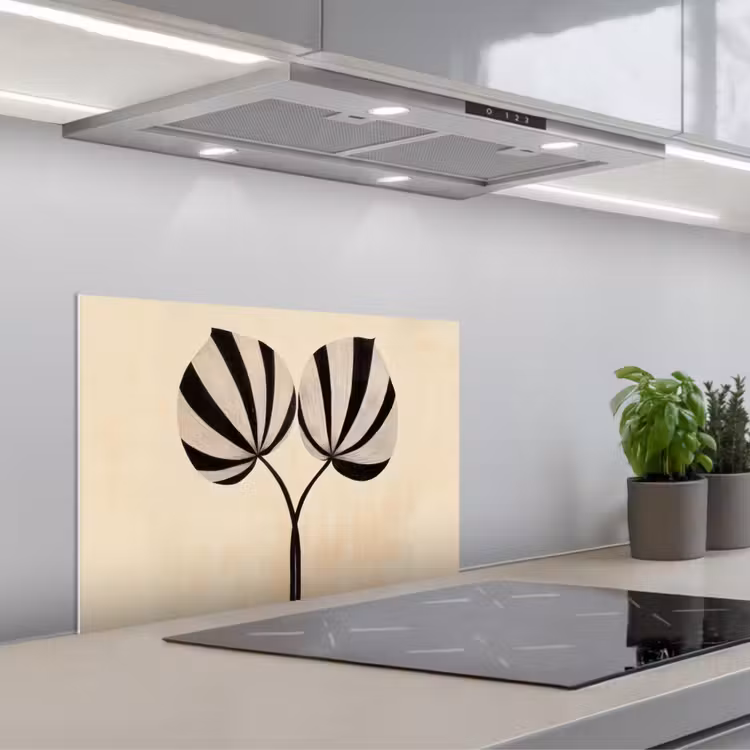 Spatscherm keuken - Bladeren - Gestreept - Stengel - Beige — 5