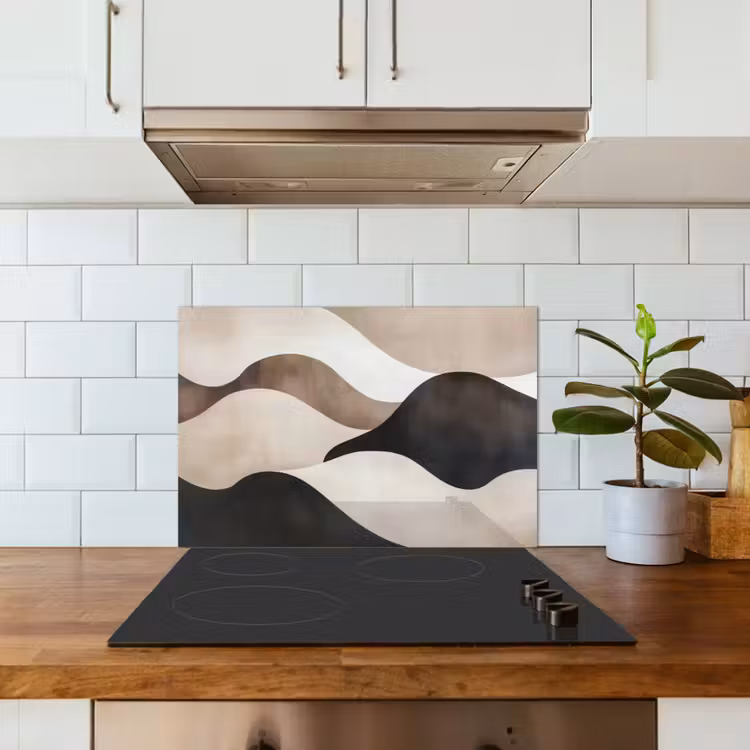 Spatscherm keuken - Golven - Abstract - Beige — 6