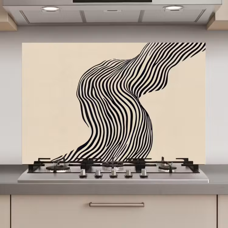 Spatscherm keuken - Golvend - Lijnen - Abstract - Silhouet — 1