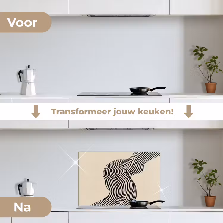 Spatscherm keuken - Golvend - Lijnen - Abstract - Silhouet — 3