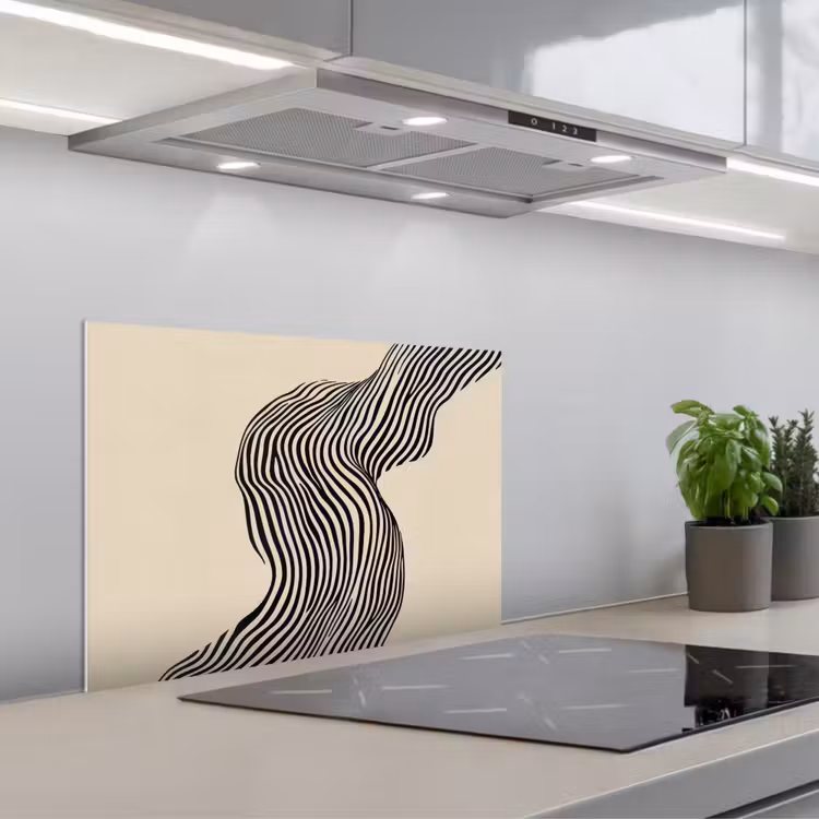 Spatscherm keuken - Golvend - Lijnen - Abstract - Silhouet — 5