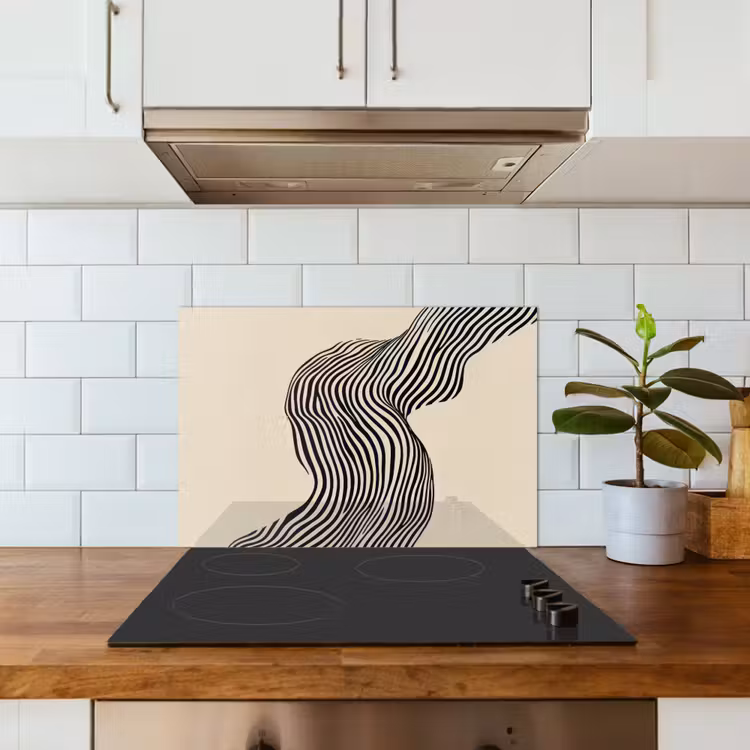 Spatscherm keuken - Golvend - Lijnen - Abstract - Silhouet — 6