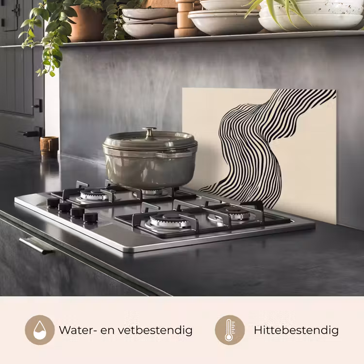 Spatscherm keuken - Golvend - Lijnen - Abstract - Silhouet — 7