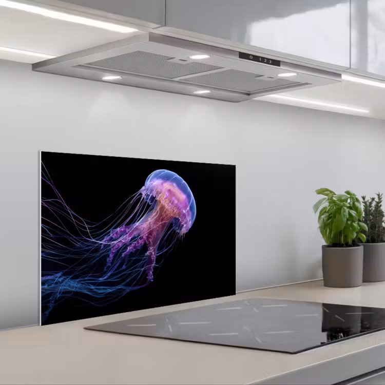 Spatscherm keuken - Kwal - Doorzichtig - Roze - Tentakels — 5