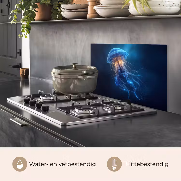 Spatscherm keuken - Kwal - Lichtgevend - Tentakels - Blauw — 7