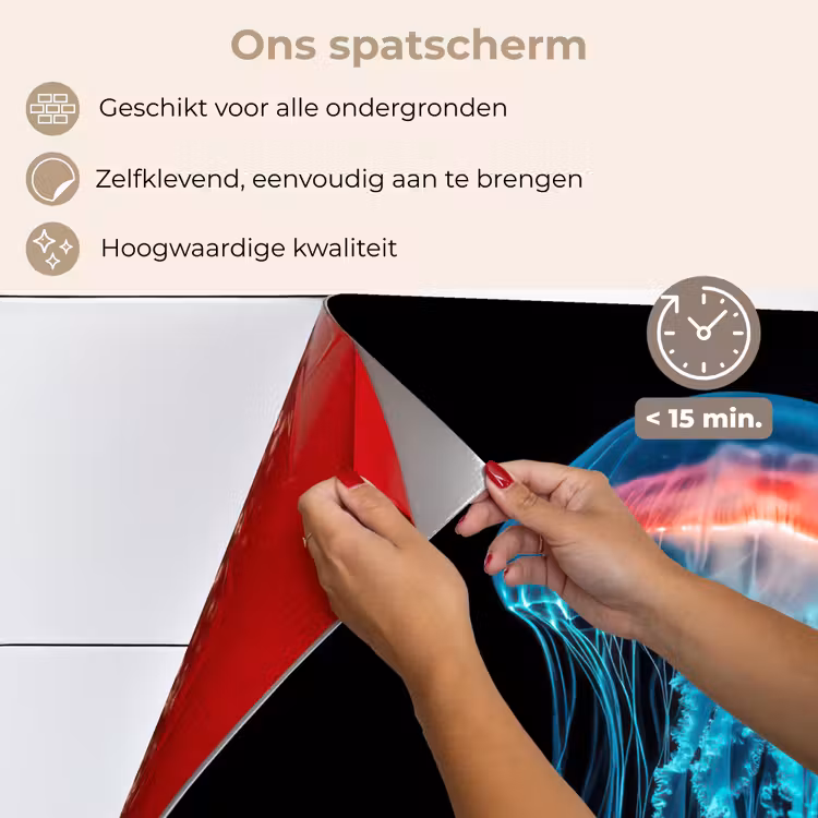 Spatscherm keuken - Kwal - Tentakels - Blauw - Licht — 4