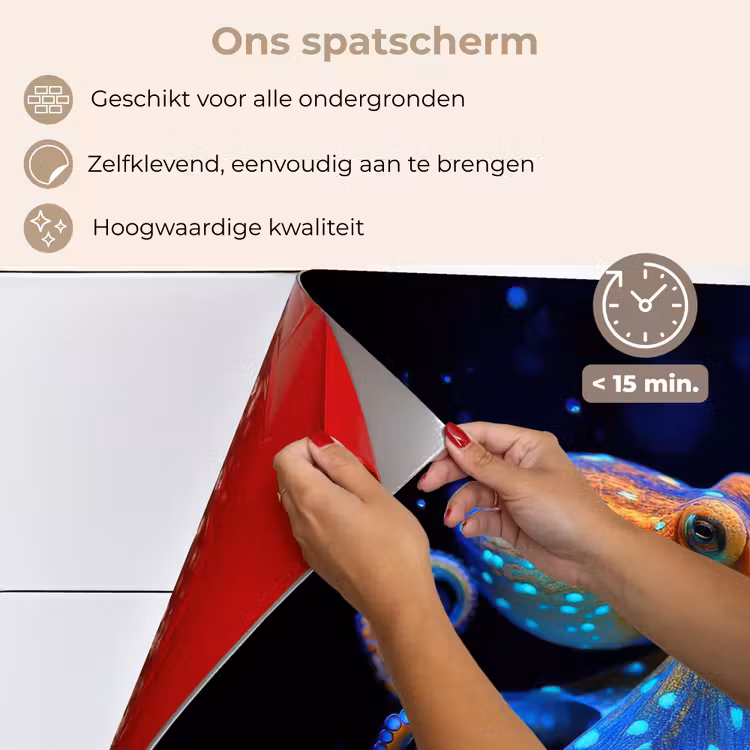 Spatscherm keuken - Octopus - Stippen - Blauw - Zee — 4