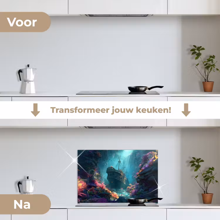 Spatscherm keuken - Schip - Hout - Koraalriffen - Zonlicht — 3