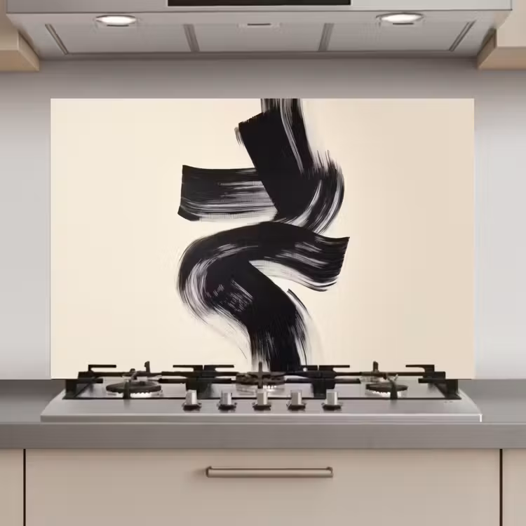 Spatscherm keuken - Strepen - Zwart - Abstract — 1