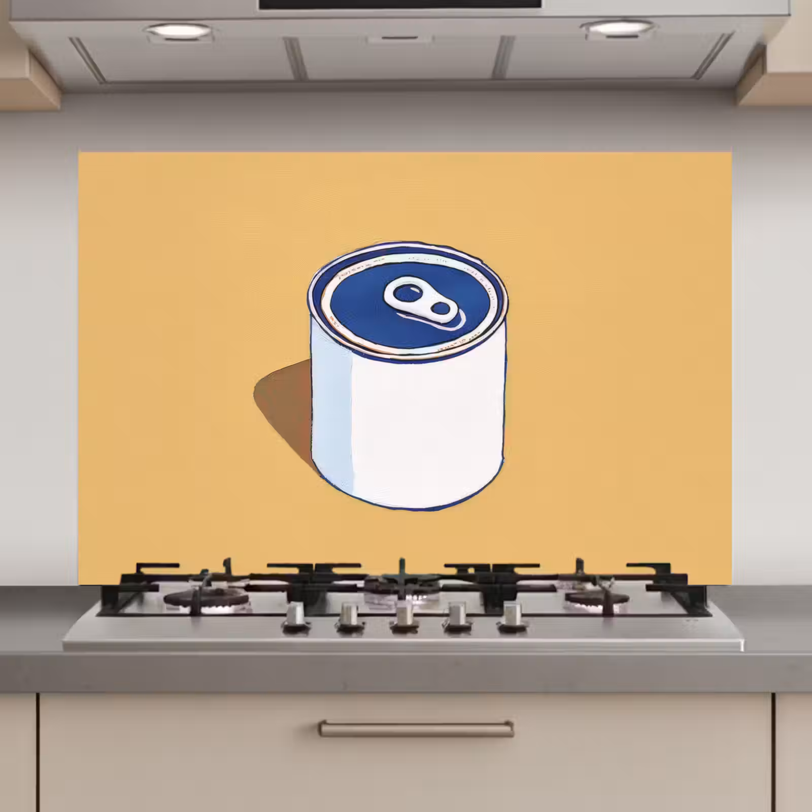 Spatscherm keuken - Blikje - Minimalistisch - Blauw - Illustratie — 1