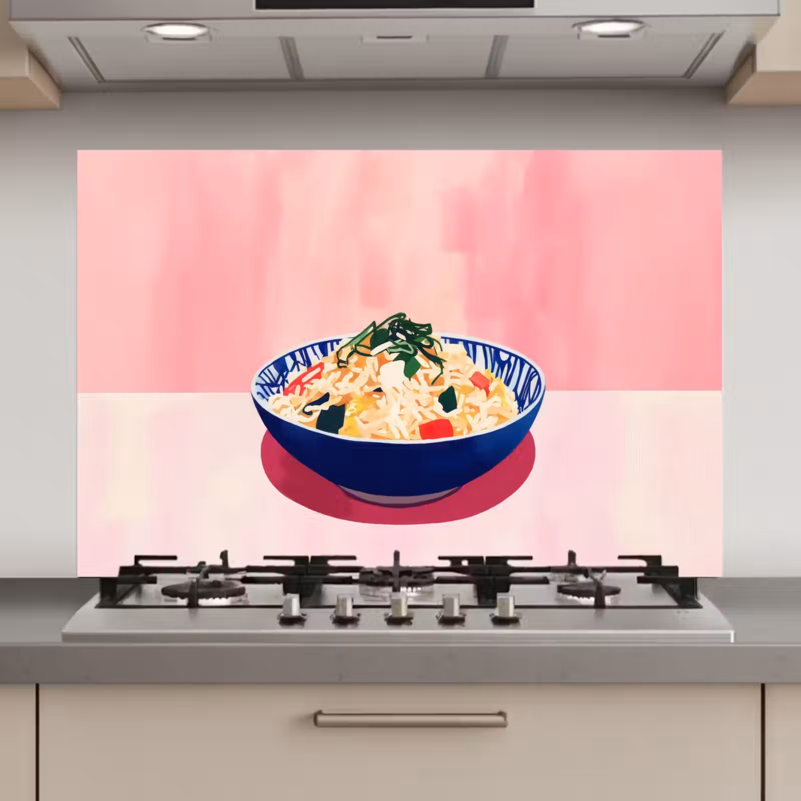 Spatscherm keuken - Rijst - Illustratie - Kom - Groente — 1