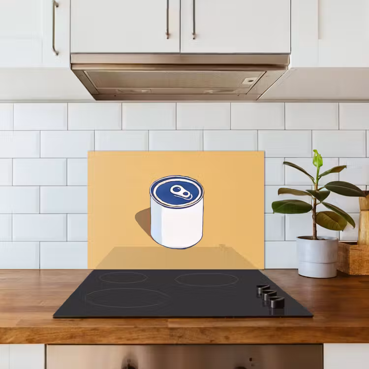 Spatscherm keuken - Blikje - Minimalistisch - Blauw - Illustratie — 6