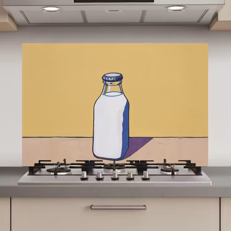 Spatscherm keuken - Glazen - Fles - Illustratie - Melk — 1