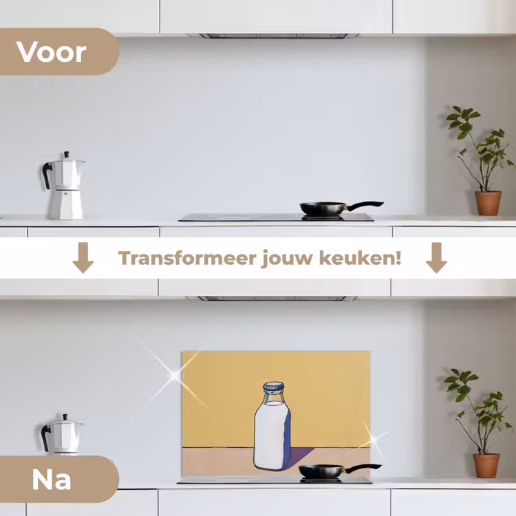 Spatscherm keuken - Glazen - Fles - Illustratie - Melk — 3