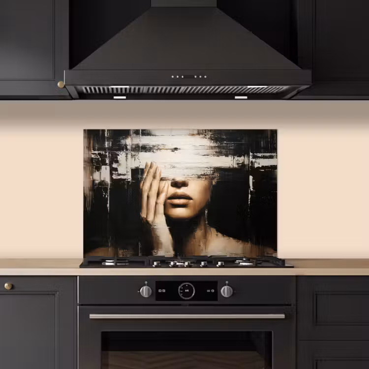 Spatscherm keuken - Hand - Gezicht - Strepen - Abstract — 2