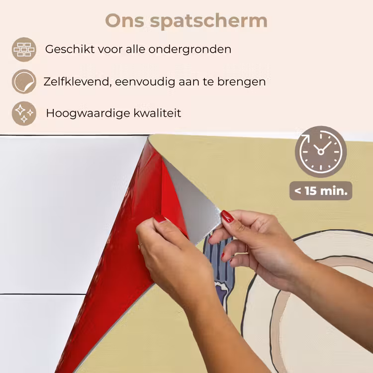 Spatscherm keuken - Illustratie - Bord - Bestek - Beige — 4