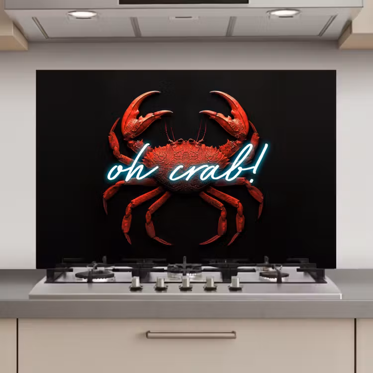 Spatscherm keuken - Krab - Rood - Neon - Quote — 1