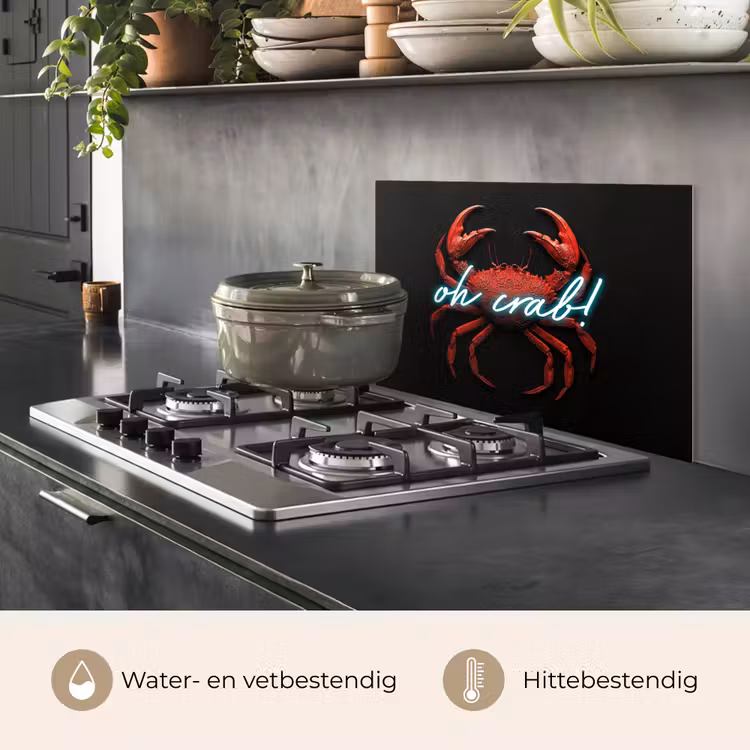 Spatscherm keuken - Krab - Rood - Neon - Quote — 7