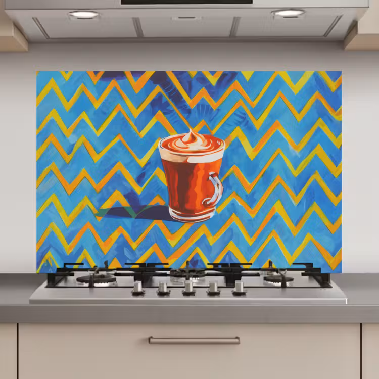 Spatscherm keuken - Mok - Koffie - Zigzag - Slagroom — 1
