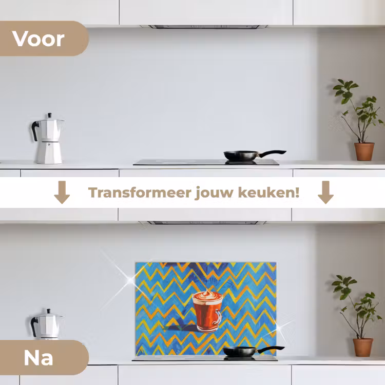 Spatscherm keuken - Mok - Koffie - Zigzag - Slagroom — 3