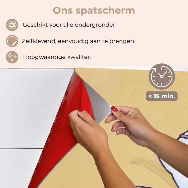 Spatscherm keuken - Theepot - Kopje - Beige - Illustratie — 4