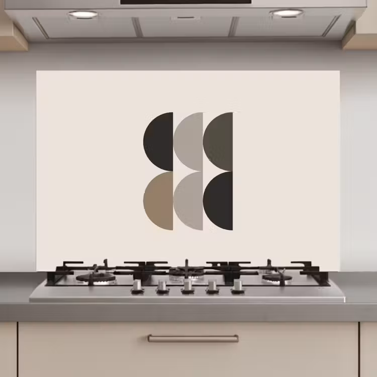 Spatscherm keuken - Halve cirkels - Aardetinten - Grafisch — 1