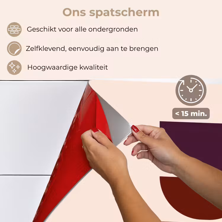 Spatscherm keuken - Harmonieus - Symmetrisch - Rood — 4