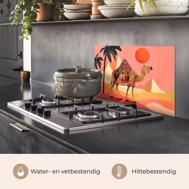 Spatscherm keuken - Kameel - Pyramides - Rode zon — 7