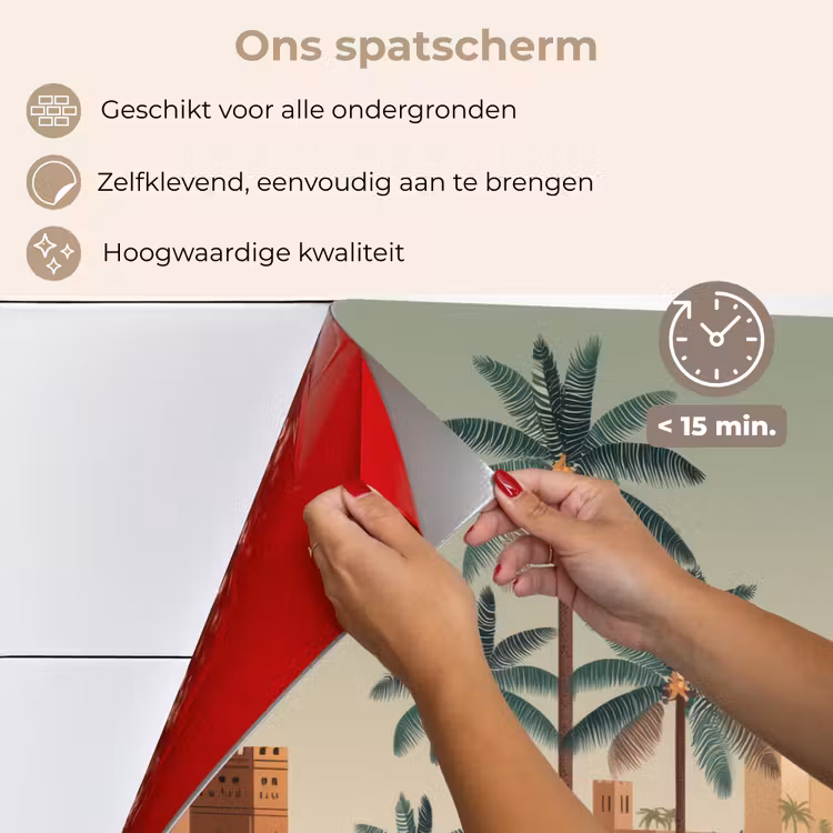 Spatscherm keuken - Nachtlandschap - Kamelen - Sterren - zandduinden — 4