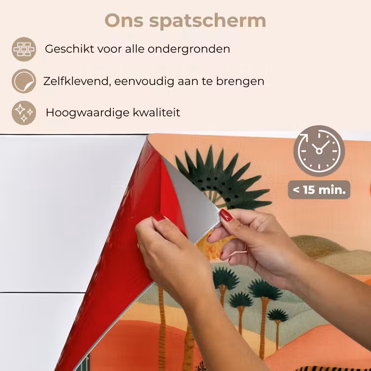 Spatscherm keuken - Tijger - Kleurrijk - Palmen - Cactus — 4