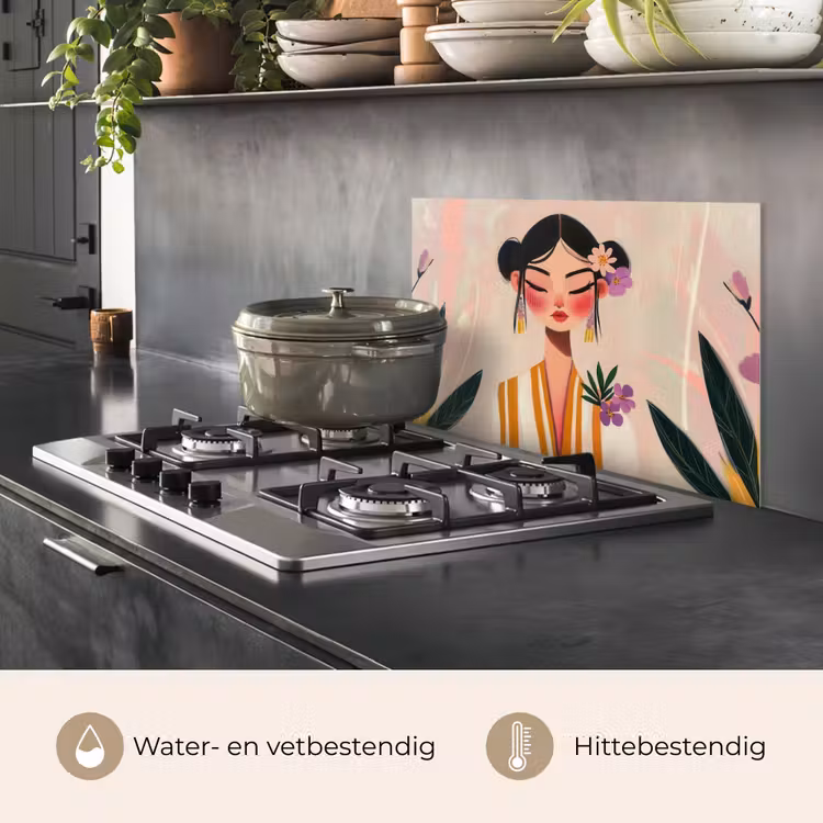 Spatscherm keuken - Vrouw - Bloemen - Pastel — 7