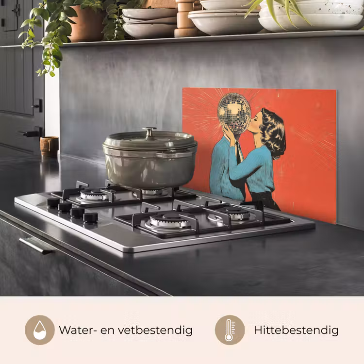 Spatscherm keuken - Vrouw - Retro - Discobal - Kus — 7