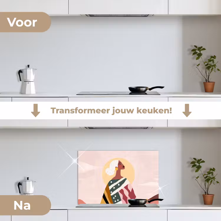Spatscherm keuken - Vrouw - Zon - Kleurrijk — 3