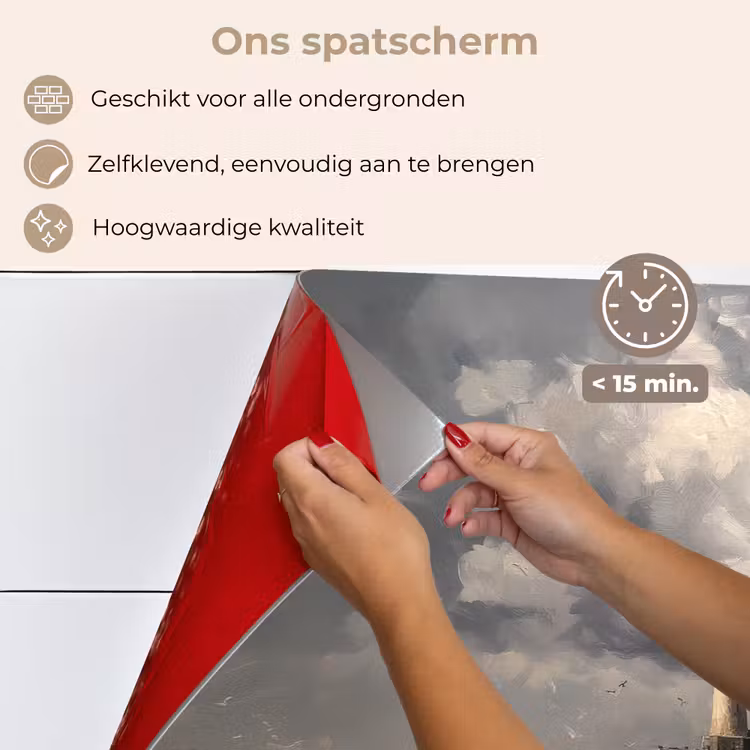 Spatscherm keuken - Vuurtoren - Golven - Storm — 4