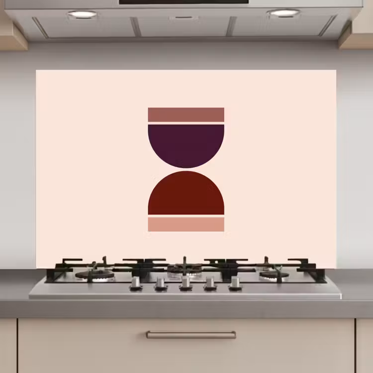 Spatscherm keuken - Zandloper - Symmetrisch - Rood - Paars — 1