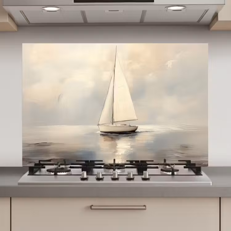 Spatscherm keuken - Zeilschip - Zee - Bewolkt — 1