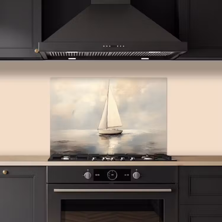Spatscherm keuken - Zeilschip - Zee - Bewolkt — 2
