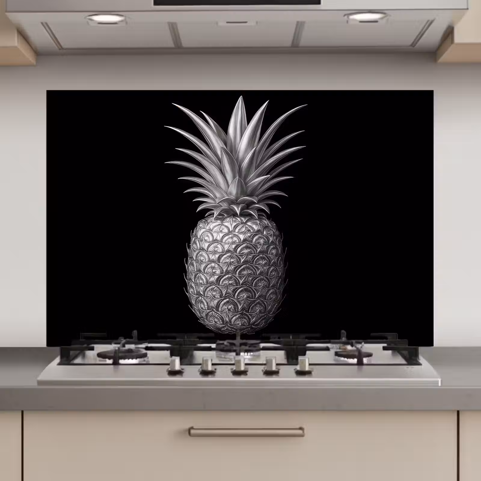 Spatscherm keuken - Ananas - Gedetailleerd - Bladeren — 1