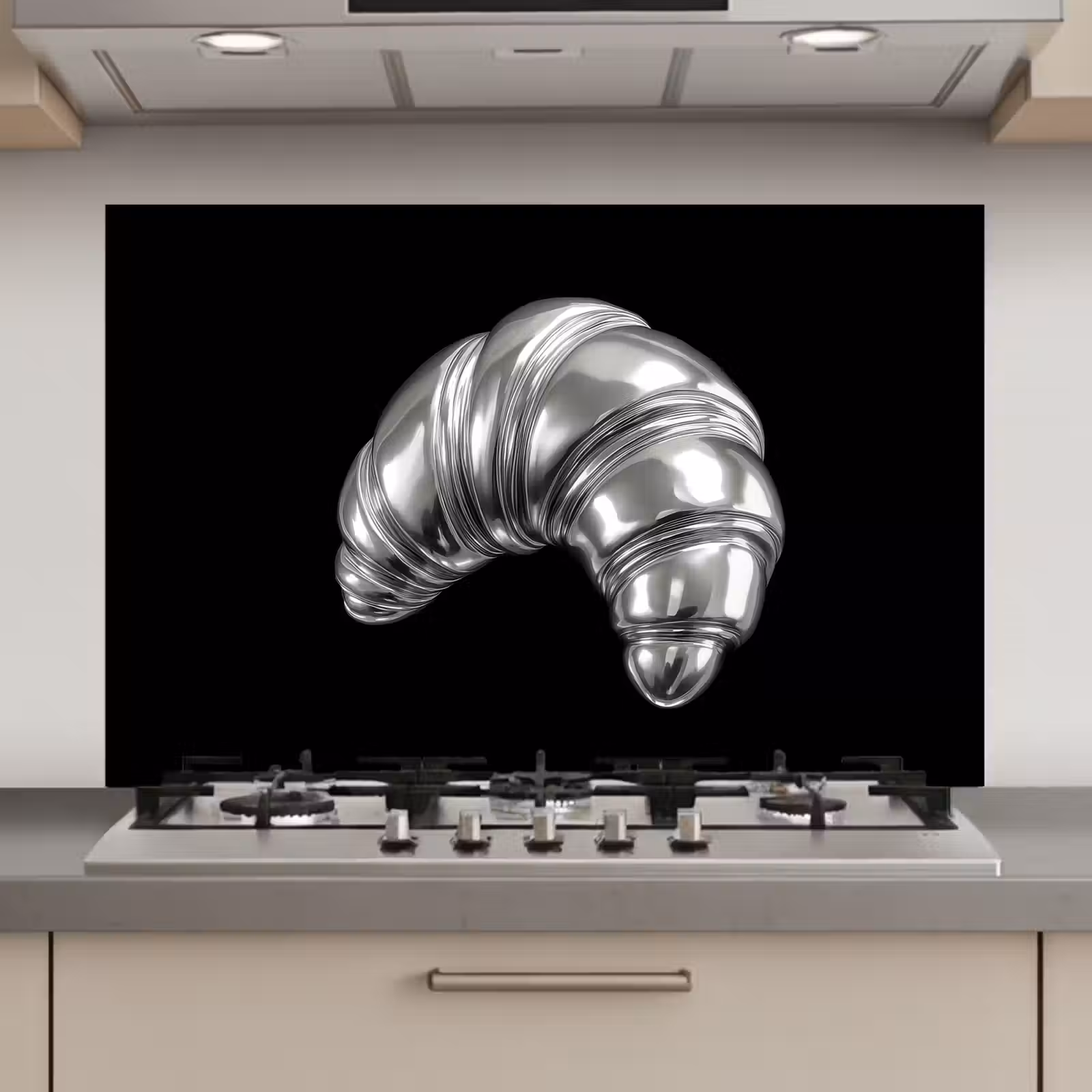 Spatscherm keuken - Croissant - Metaal - Zilver — 1
