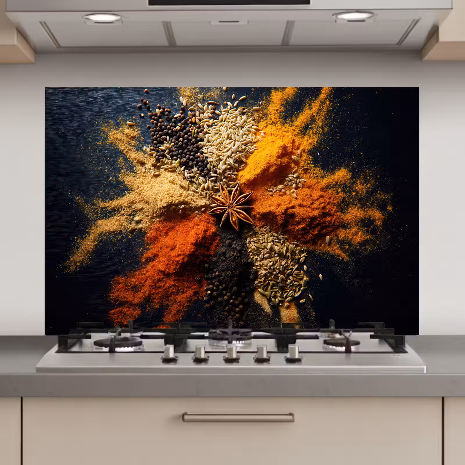 Spatscherm keuken - Specerijen - Explosie - Oranje — 1