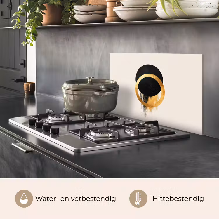 Spatscherm keuken - Abstract ontwerp - Zwarte cirkel - Verfvlekken — 7