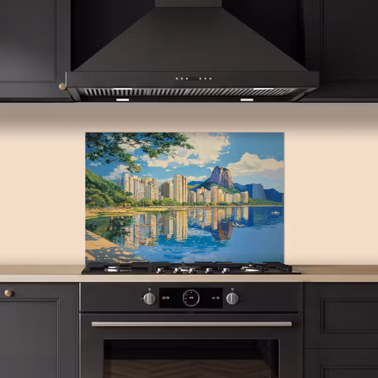 Spatscherm keuken - Berg - Skyline - Strand - Water — 2