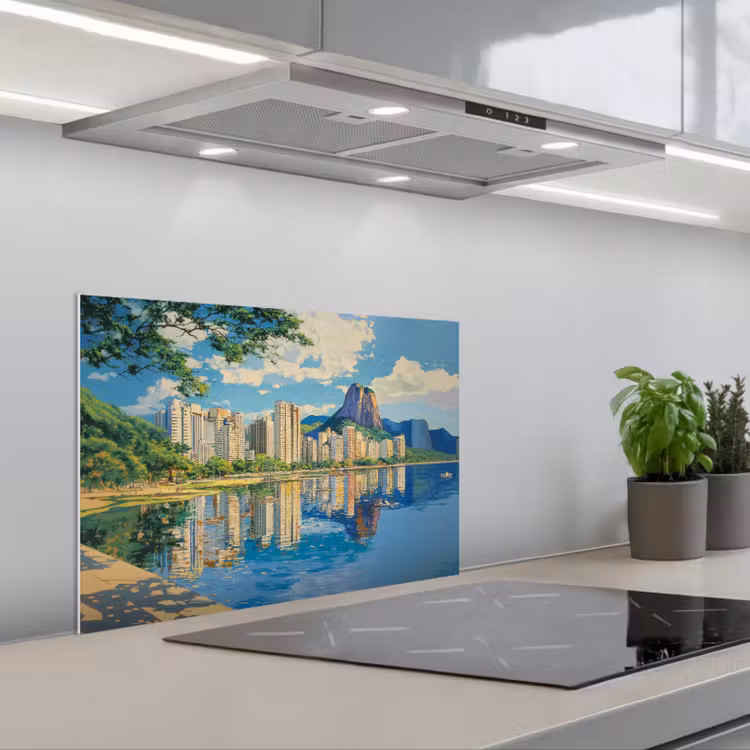 Spatscherm keuken - Berg - Skyline - Strand - Water — 5