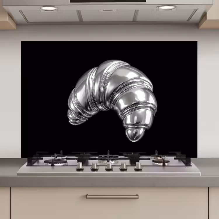 Spatscherm keuken - Croissant - Metaal - Zilver — 1