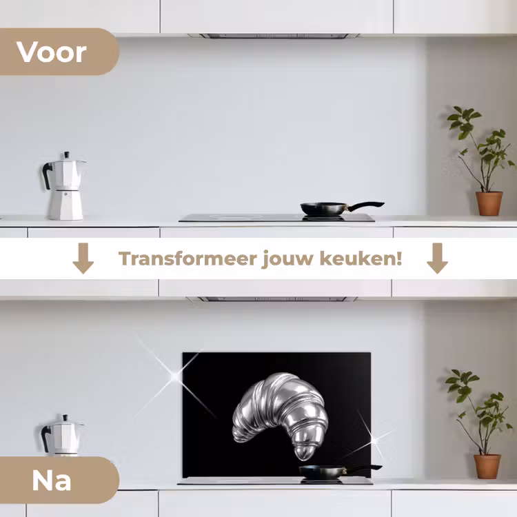Spatscherm keuken - Croissant - Metaal - Zilver — 3