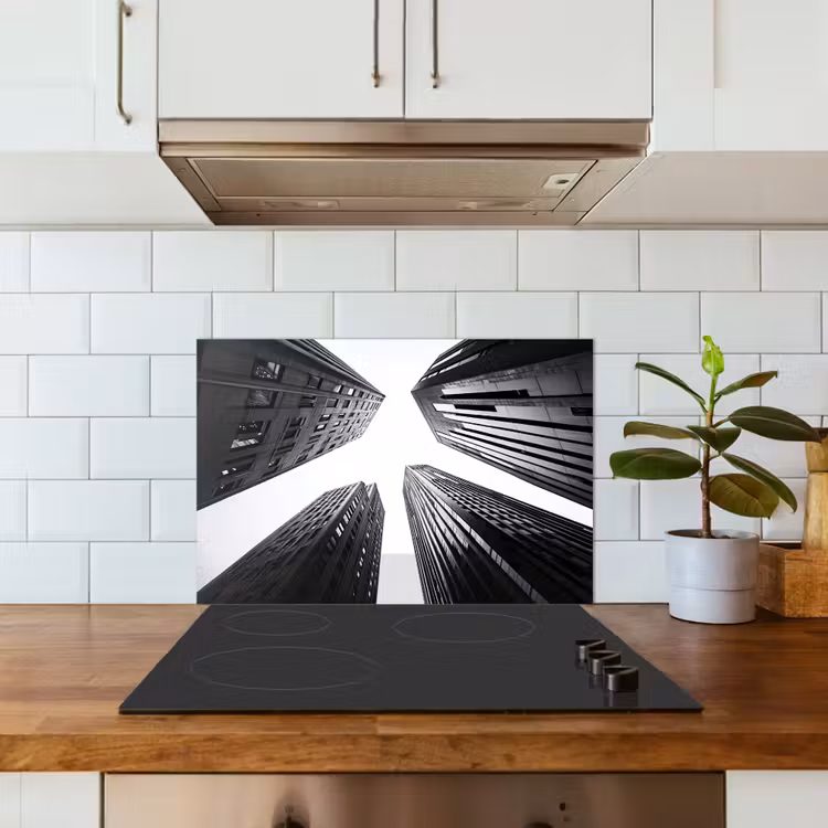 Spatscherm keuken - Gebouwen - Lucht - Zwart — 6