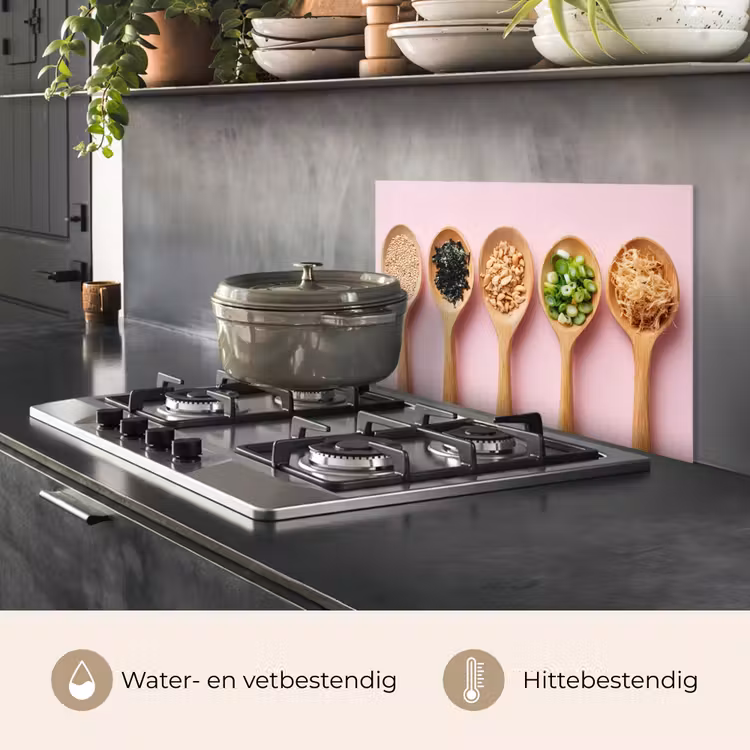 Spatscherm keuken - Ingrediënten - Lepels - Hout - Roze — 7