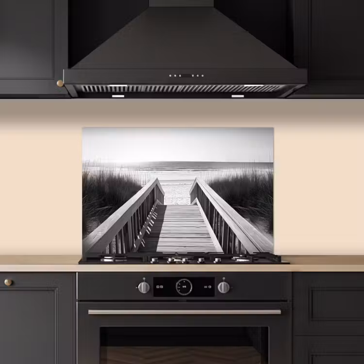 Spatscherm keuken - Loopbrug - Hout - Strand - Zee — 2