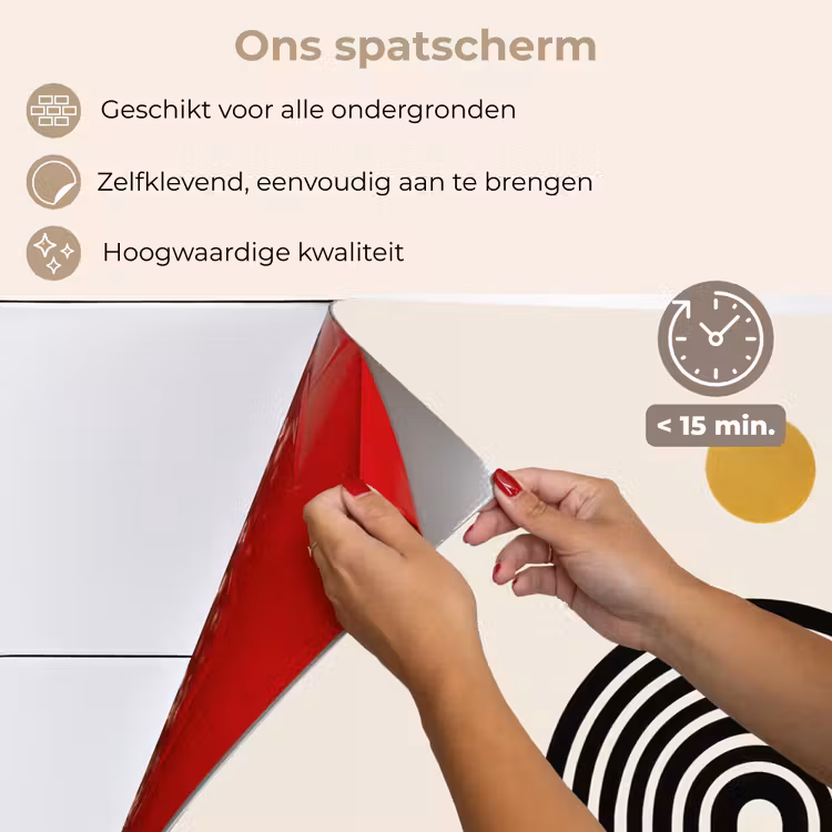 Spatscherm keuken - Minimalistisch - Zwarte boog - Gouden cirkel — 4