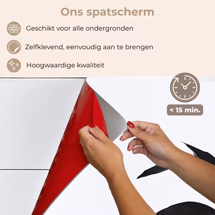 Spatscherm keuken - Plant - Bladeren - Minimalistisch - Zwart — 4